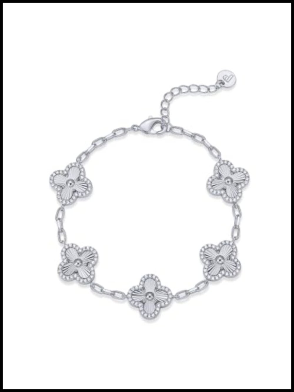14K Gold Plated Clover Bracelet Women Stackable Cubic Zirconia Chain